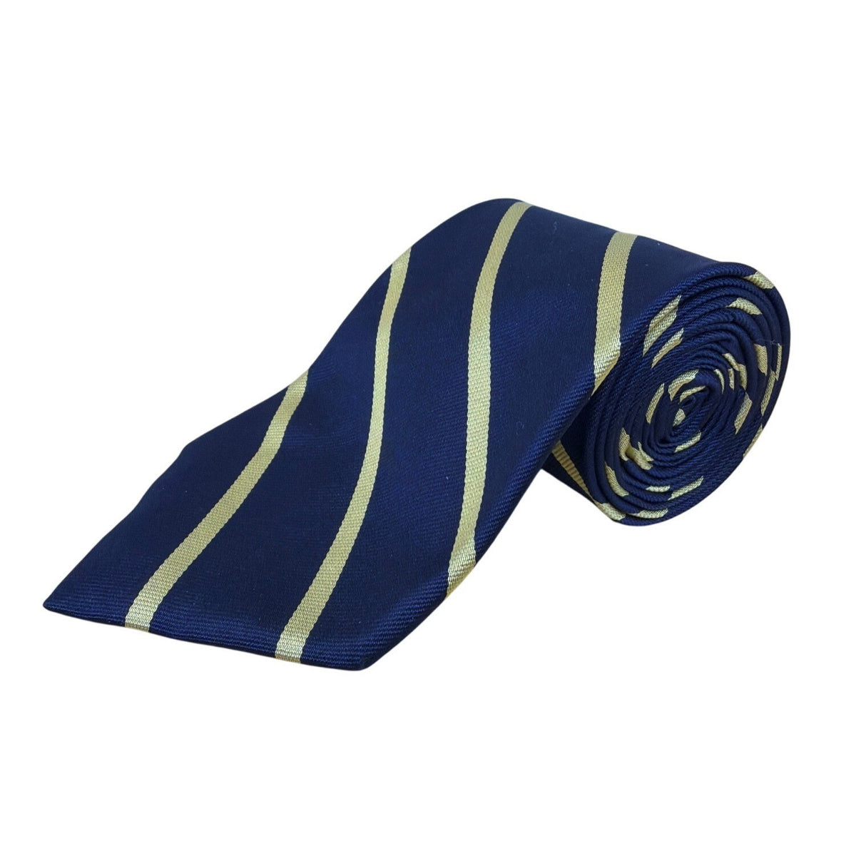 Vintage Brooks Brothers Mens Navy & Yellow Silk Striped Tie Handmade USA Classi