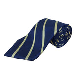 Vintage Brooks Brothers Mens Navy & Yellow Silk Striped Tie Handmade USA Classi
