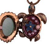 Betsey Johnson Womens Gold Tone Turtle Pendant  With Starfish & Pink Accents