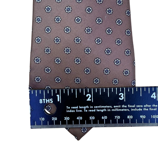 Barini Originals Mens Brown Silk Floral Pattern Necktie