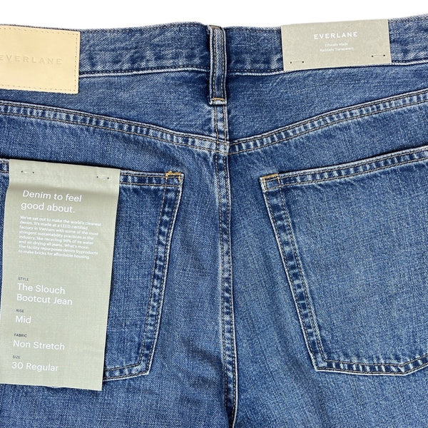 Everlane Mens Blue Denim Slouch Bootcut Jeans 30 Regular New