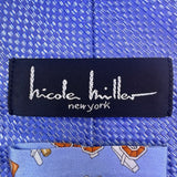 Nicole Miller Mens Blue Silk Necktie Woven Pattern 58