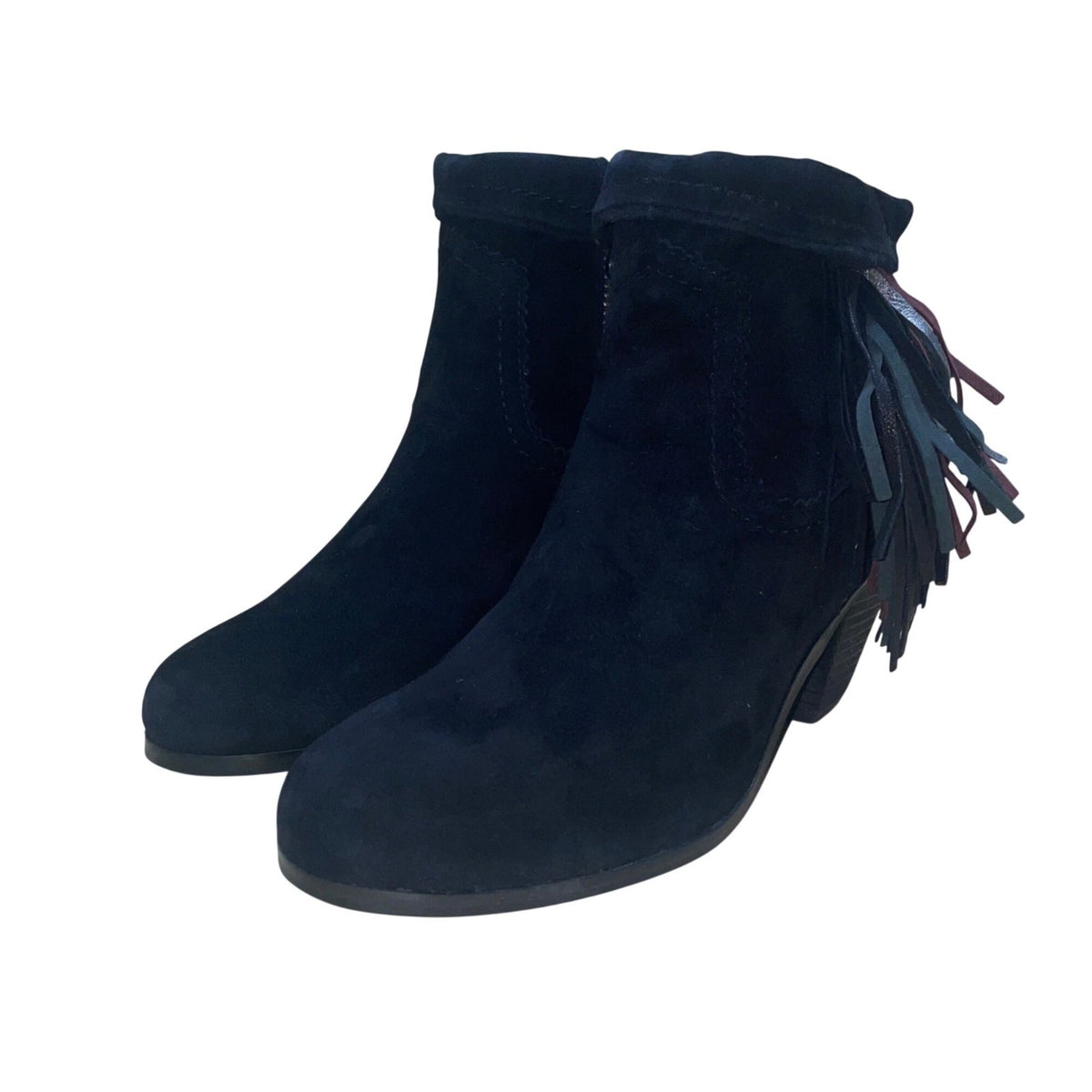 Sam Edelman Women’s Black Suede Fringe Louie Ankle Boots Size 7.5M