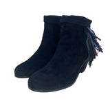 Sam Edelman Women’s Black Suede Fringe Louie Ankle Boots Size 7.5M