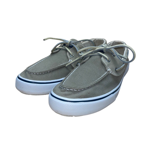 Sperry Men’s Light Olive Canvas Lace-Up Bahama II Boat Shoes Size 11M