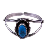 Sterling Silver Girls Turquoise Stone Cuff Bracelet Lightweight Jewelry