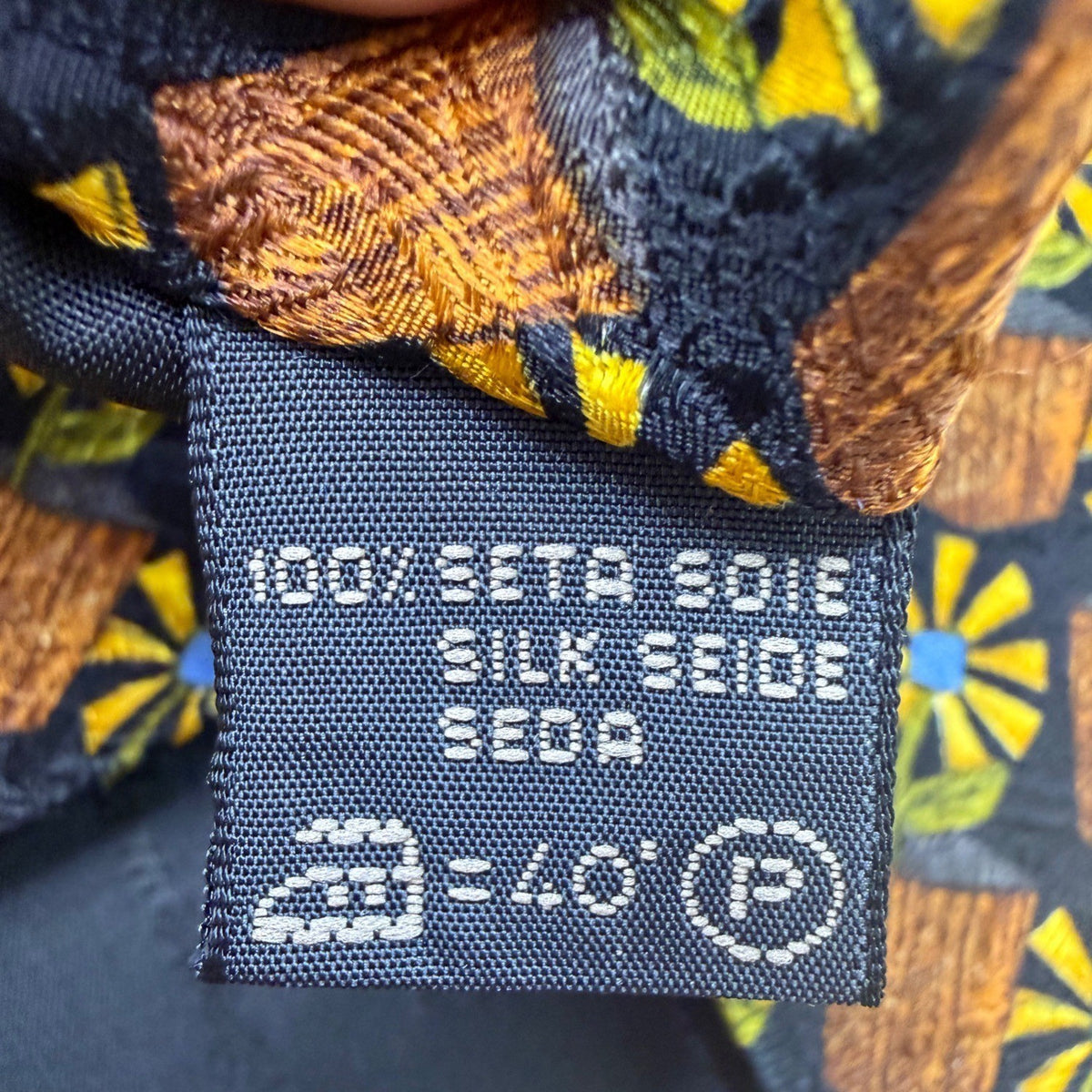 Ermenegildo Zegna Mens Multicolor Silk Tie Yellow/Blue/Black Floral Pattern