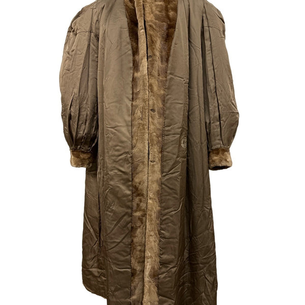 Vintage Gartenhaus Brown Long Fur Coat for Women