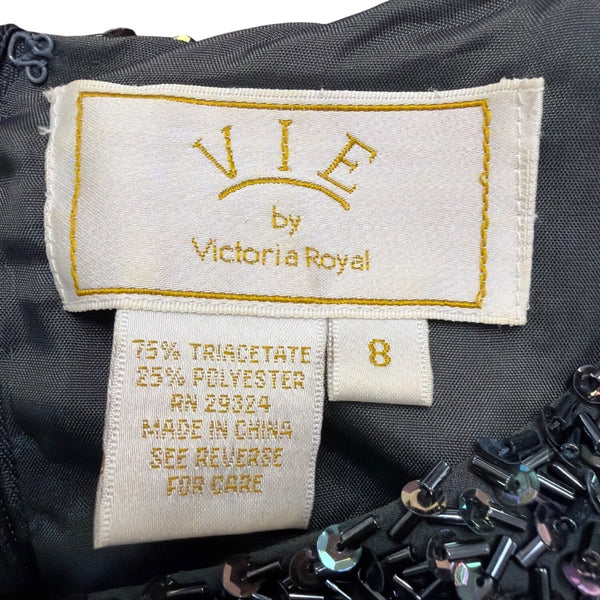 Vie By Victoria Royal Womens Gray Sequin Top & Blazer Formal Dress Set Sz 8
