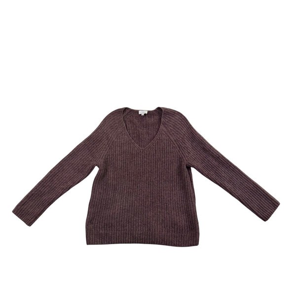 Lucky Brand Womens Brown V-Neck Ribbed Sweater Size L