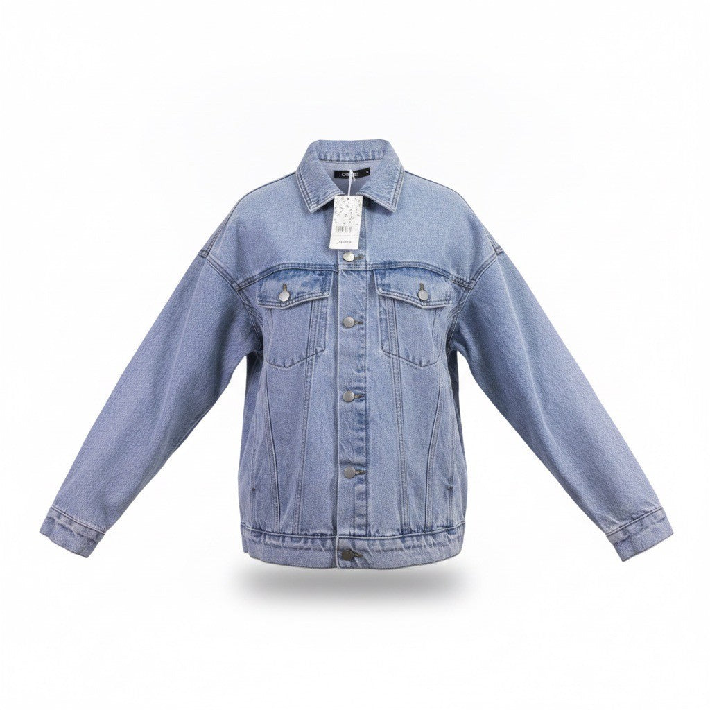 Automet Blue Cotton Denim Jacket Casual Button-Up Classic Fit Style Size M