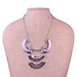 Chicos Womens Silver Tone Metal Statement Necklace 
