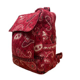 Vera Bradley Women’s Red Cotton Quilted Paisley Print Adjustable Straps Backpack