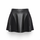 Jessica Simpson Womens Black Faux Leather Paneled Skater Skirt Sz L