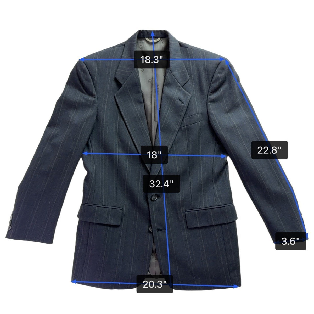 Christian Mens Navy Virgin Wool Pinstripe Suit Jacket & Pants Two Piece Set
