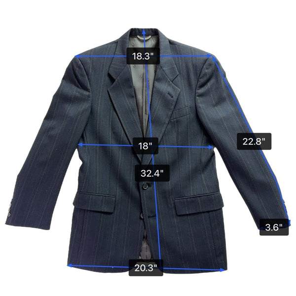 Christian Mens Navy Virgin Wool Pinstripe Suit Jacket & Pants Two Piece Set