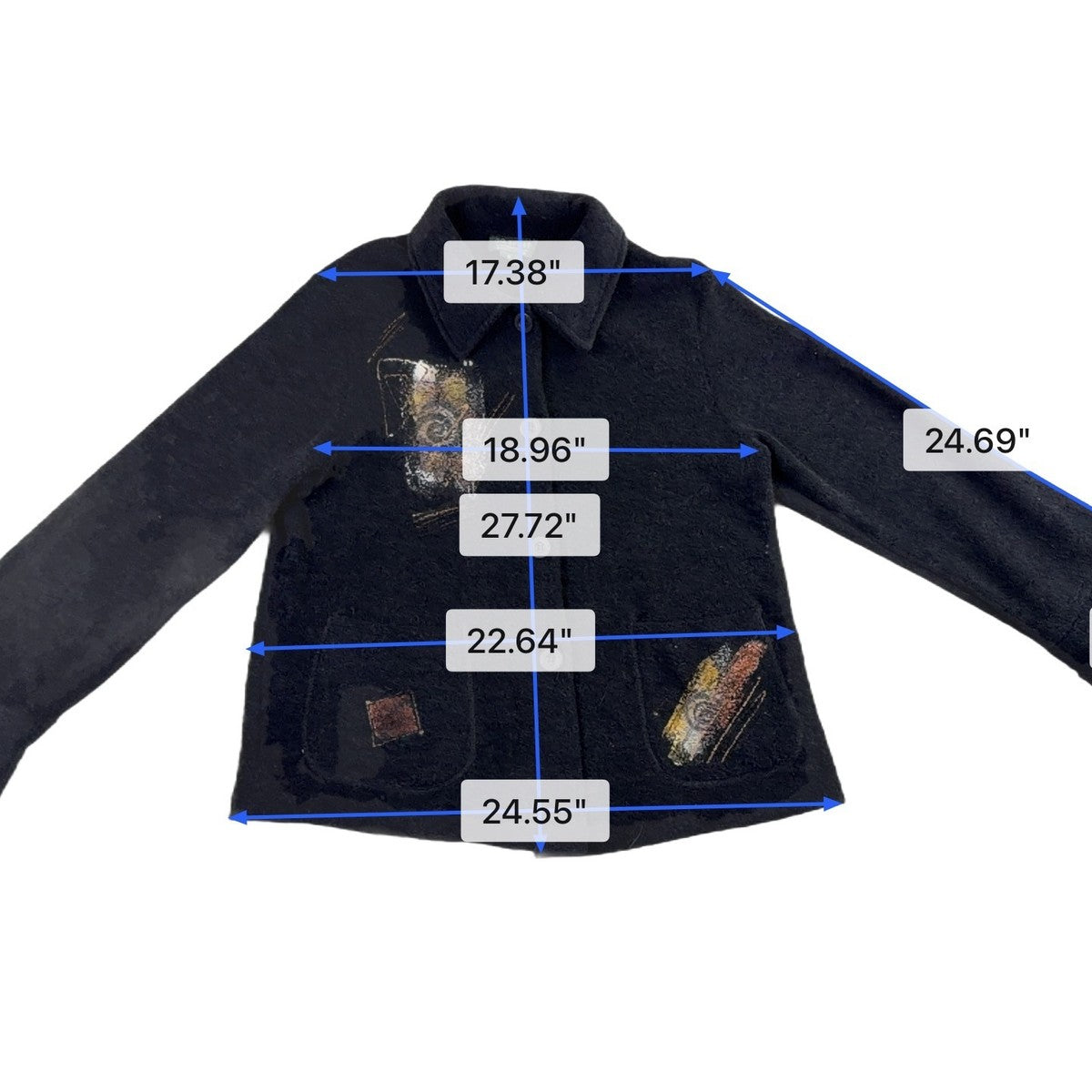G.G. Sport Womens Black  Jacket Small Abstract Front Pockets Size S