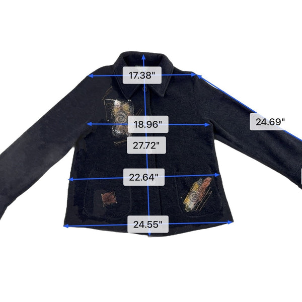G.G. Sport Womens Black  Jacket Small Abstract Front Pockets Size S