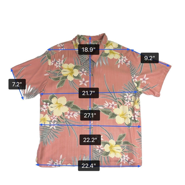 Tommy Bahama Mens Pink Floral 100% Silk Hawaiian Shirt Size L