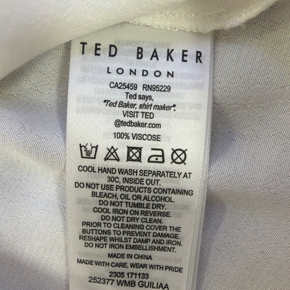 Ted Baker Womens White Button-Up Shirt With Pearl-Embellished Collar Sz 2