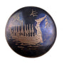 Vintage Siam Sterling Black Enamel Brooch Dragon Boat Design Round