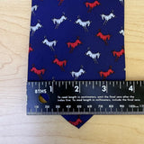 Alynn Mens Blue Silk Horse Pattern Tie Creative American Design USA-Made