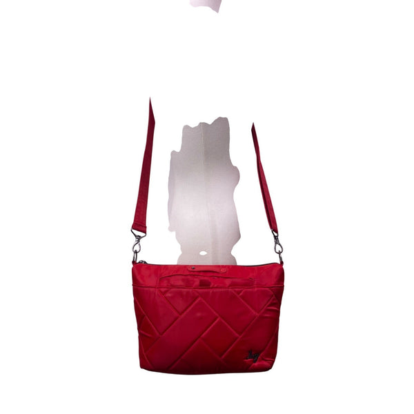 Lug Women’s Red Nylon Quilted Flare With Adjustable Strap Crossbody Bag