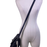 Coach Women’s Black Pebbled Leather Adjustable Strap Silver-Tone Crossbody Bag