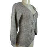 Tach Women’s Brown Cable Knit V-Neck Long Sleeve Bodysuit Sweater Sz S