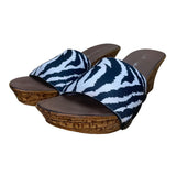Onesole Women’s Black & White Interchangeable Top Cork Wedge Sandals Size 7