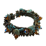 Vintage Capullo Magnetic Handwoven Seed Turquoise Beaded Bracelet