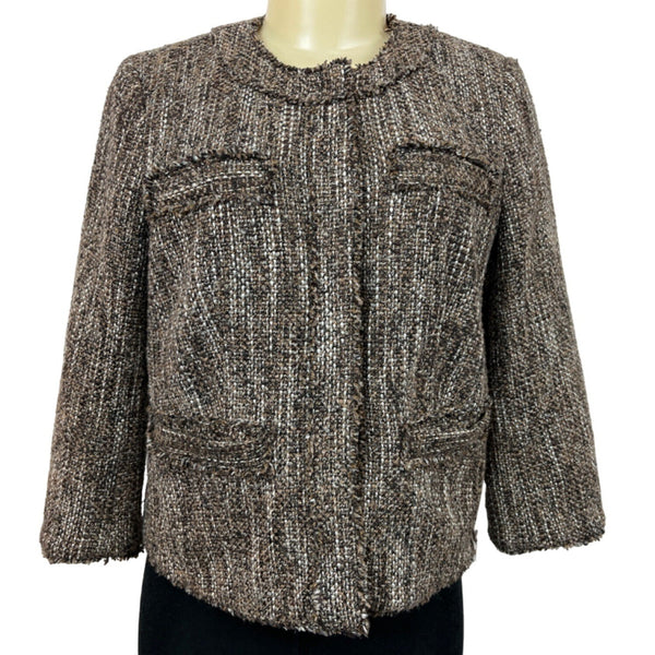Michael Kors Women's Brown Tweed Blazer Jacket Sz 8