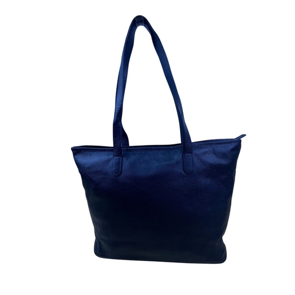 Jack Georges Women’s Black Leather Dual Shoulder Zip Closure Straps Tote Bag