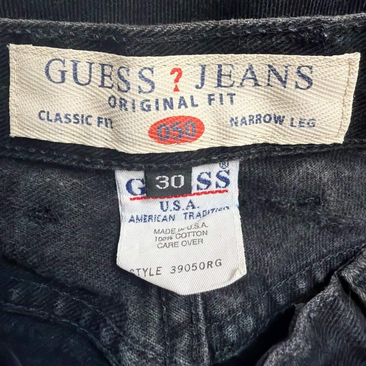 Guess Jeans Mens Black Denim Pants Classic Fit Cotton Narrow Leg Size 30