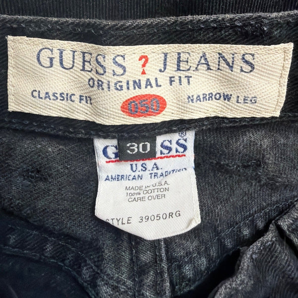 Guess Jeans Mens Black Denim Pants Classic Fit Cotton Narrow Leg Size 30