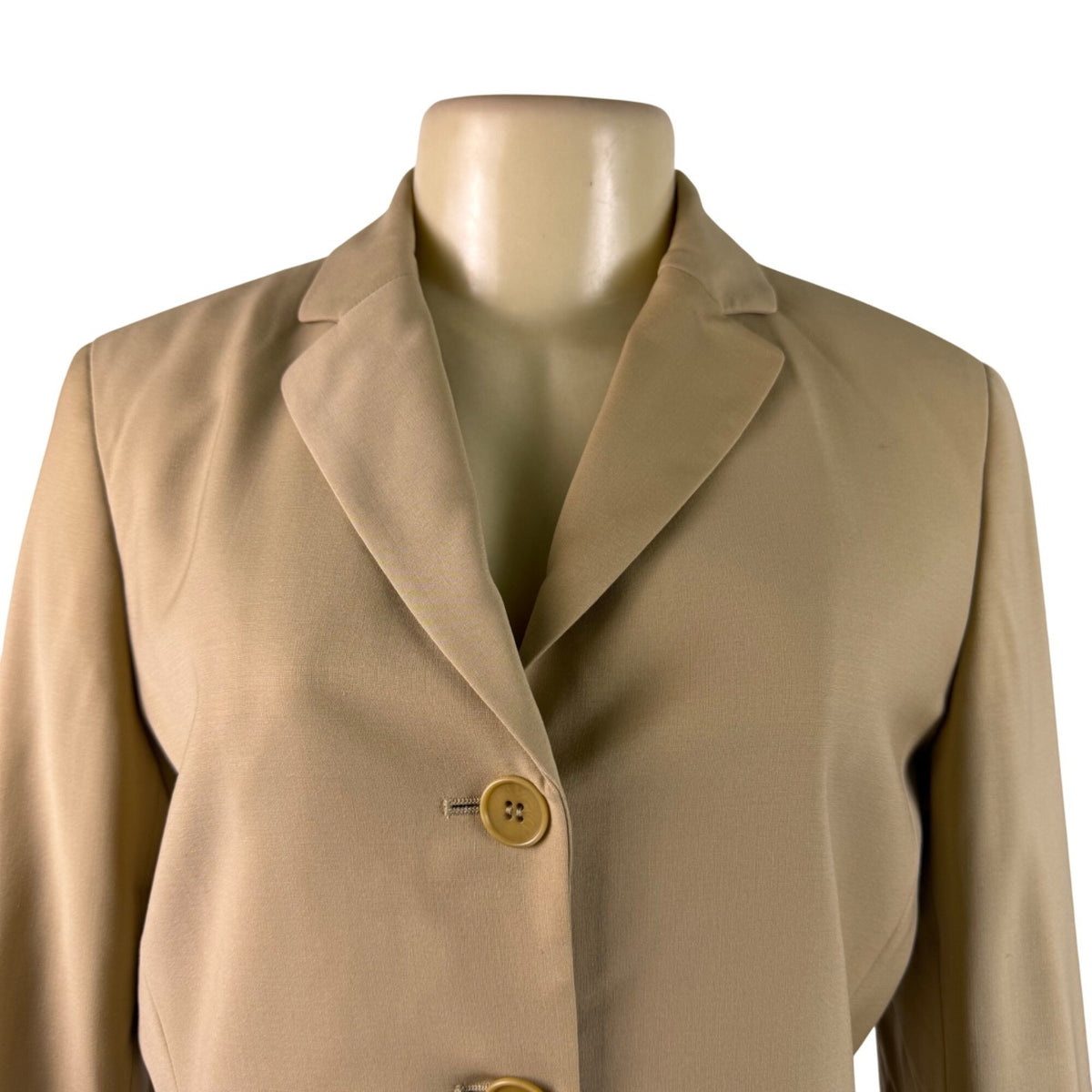Talbots Womens Beige Wool Blend Grace Fit Blazer Jacket Button-Front Size 8