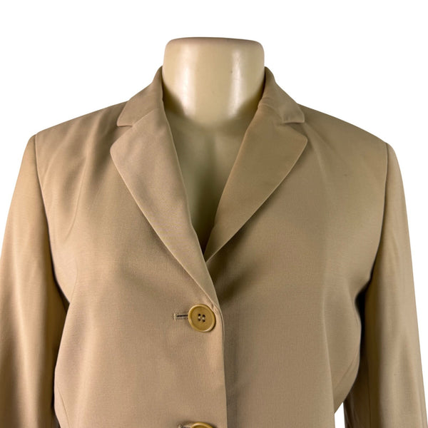 Talbots Womens Beige Wool Blend Grace Fit Blazer Jacket Button-Front Size 8