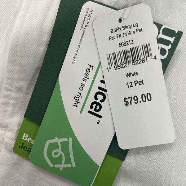 L.L.Bean Womens Beanflex White Jeans Favorite Fit Stretch Denim Size 12P - New