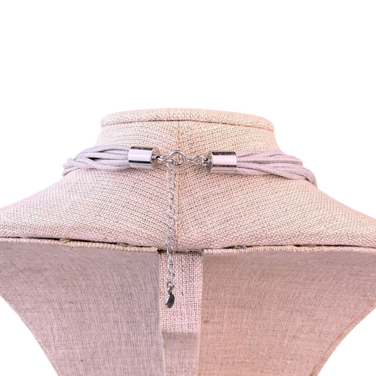 Loft Womens Gray/Silver-Tone Multi-Layer Cord Necklace With Metal Beads