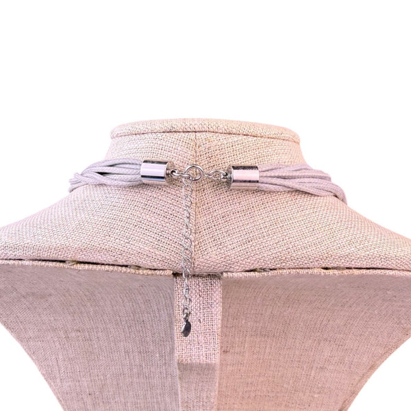 Loft Womens Gray/Silver-Tone Multi-Layer Cord Necklace With Metal Beads