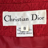 Vtg Christian Dior Women's Red Floral Skirt and Collarless Blazer Suit Sz 6