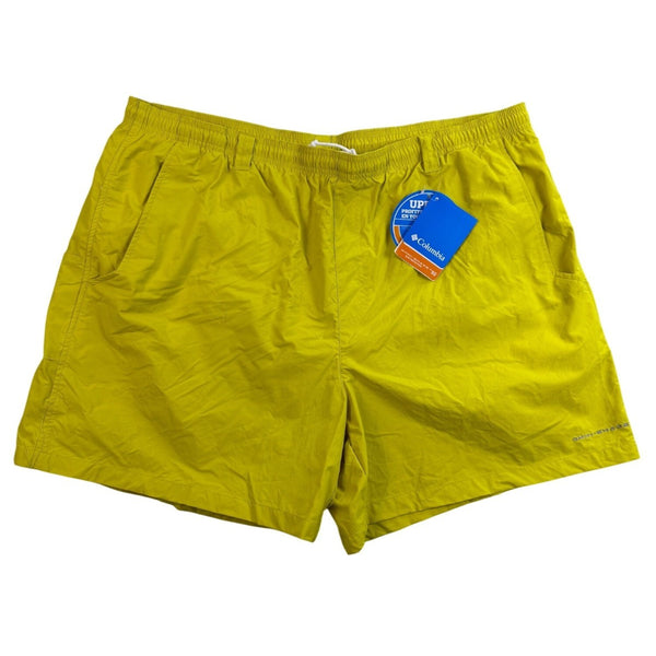 Columbia Mens Yellow Nylon Omni-Shade Sun Protection Shorts Lightweight Size XXL