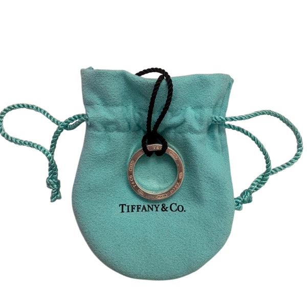 Tiffany & Co. Unisex Sterling Silver Round Pendant Black Cord Necklace