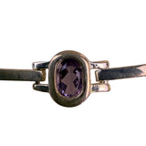 Sterling Silver 925 Womens Purple Oval Gemstone Link Bracelet 925 Fine Jewelry