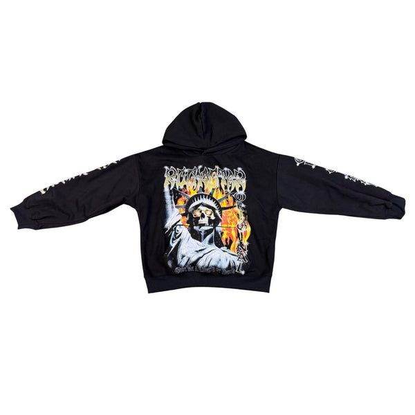 Rockstar Original Mens Black Graphic Hoodie With Bold Skull Design Sz M