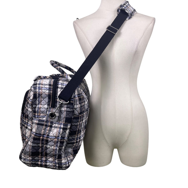 Vera Bradley Women’s Plaid Quilted With Adjustable Strap Weekender Travel Bag