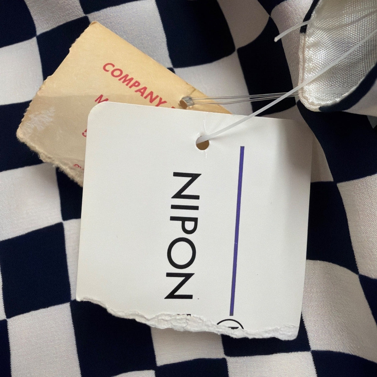 Nipon Womens Black & White Checker Silk Dress Short Sleeve US Checkered Size 12