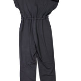 Piper & Scoot Womens Black Belted Short-Sleeve Jumpsuit Size L