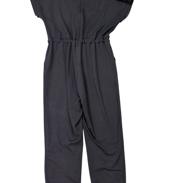 Piper & Scoot Womens Black Belted Short-Sleeve Jumpsuit Size L