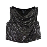 Sincerely Jules Womens Silver Lurex Sequined Crop Top & Skirt Set Size S